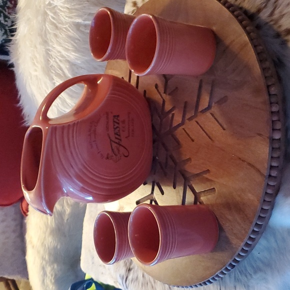 Fiestaware Persimmon Permotional Set "1996"Water Pitcher and Tumblers - Picture 2 of 10